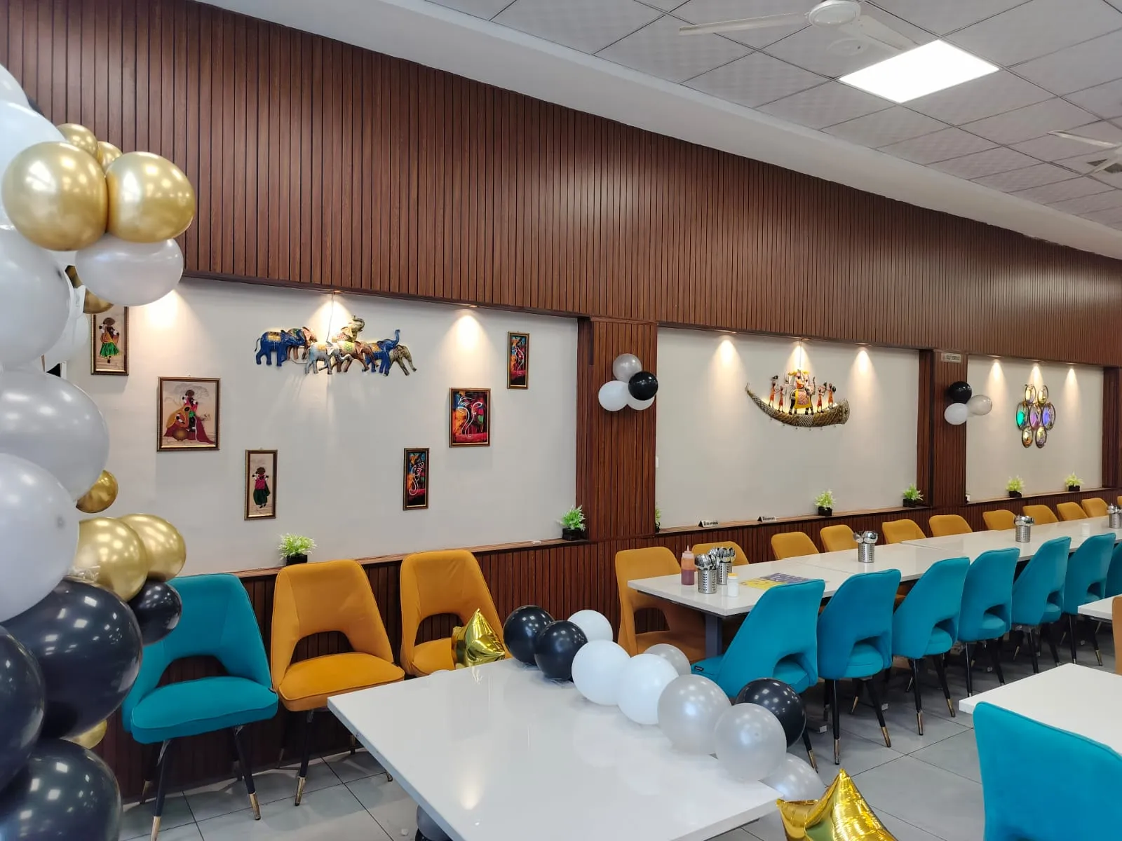 Birthday and kitty party celebration setup at Ganesham pure veg restaurant in Ujjain